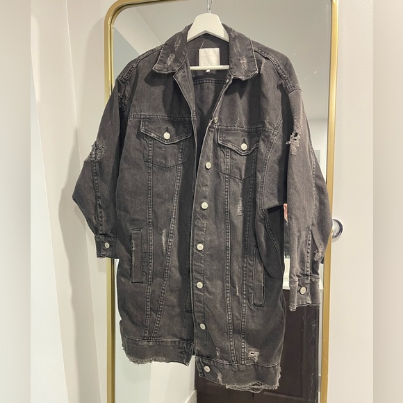 Zara distress denim long jacket size small - Picture 3 of 3